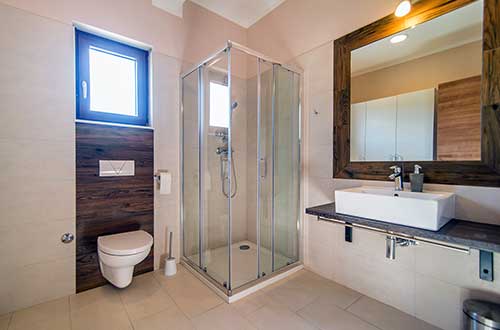 tshower cabin, large mirror, peaceful oasis of luxury Cape Kamenjak, gastronomy, truffle days, prosciutto days, untouched nature